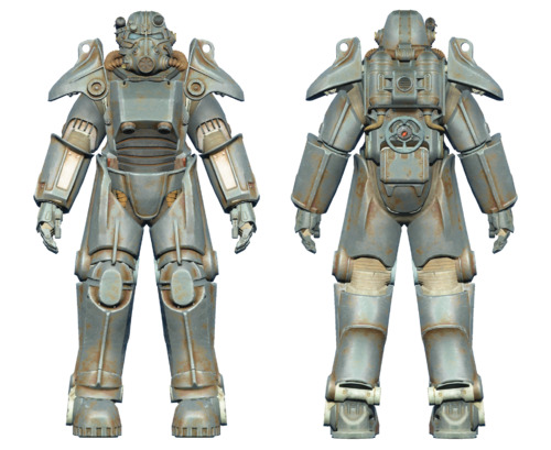 A only slightly rusted T-45 power armor